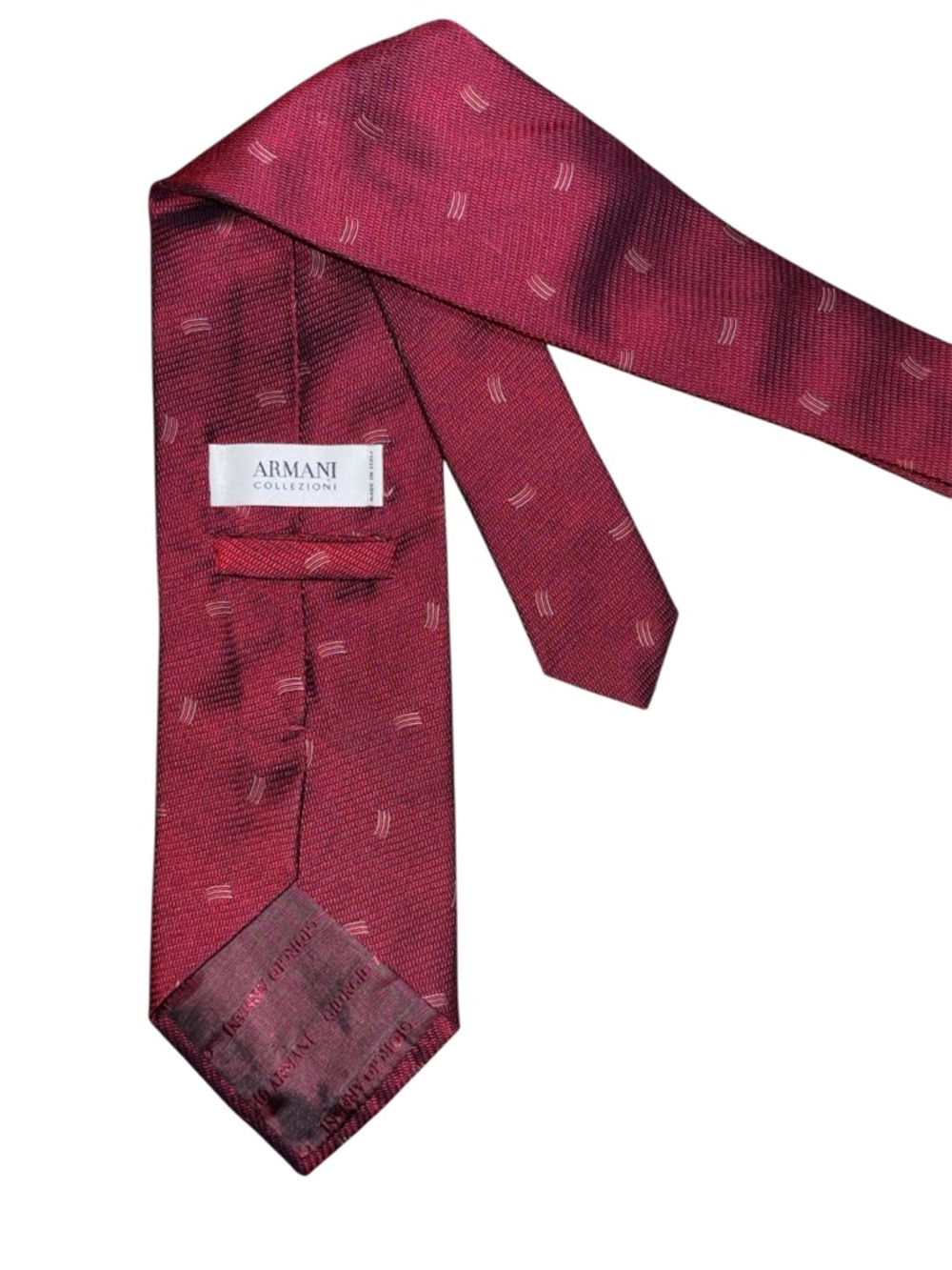 Armani Collezioni Red-Burgundy Silk Patterned Tie